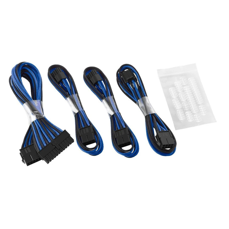 CableMod - Basic ModFlex Dual 6+2 Sleeved Cable Extensions - Black/Blue - كابل